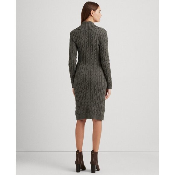 Lauren Ralph Lauren Cable-Knit Buckle-Trim Sweater Dress Gray Size XL MSRP $195 - Picture 4 of 4